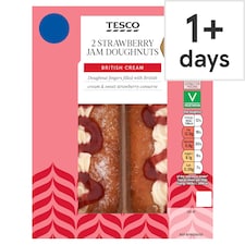 Tesco Cream & Strawberry Jam Doughnuts 2 Pack