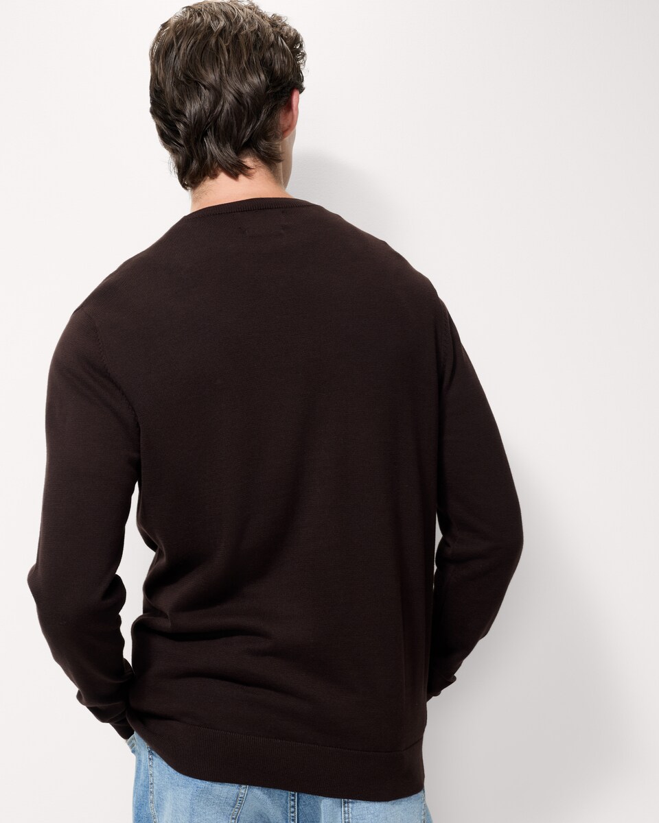 image 1 of F&F Pure Cotton Crew Neck Jumper in Brown