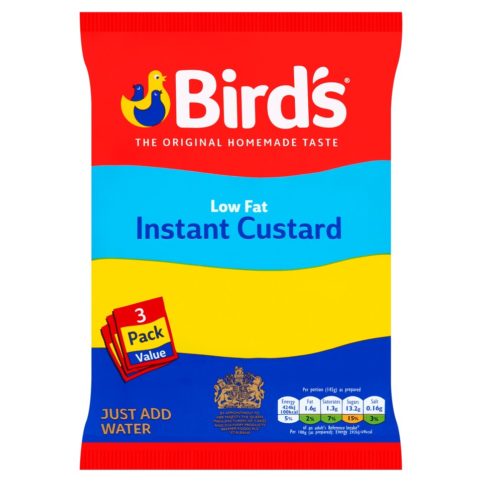 Birds Instant Custard Low Fat Triple Pack 225G