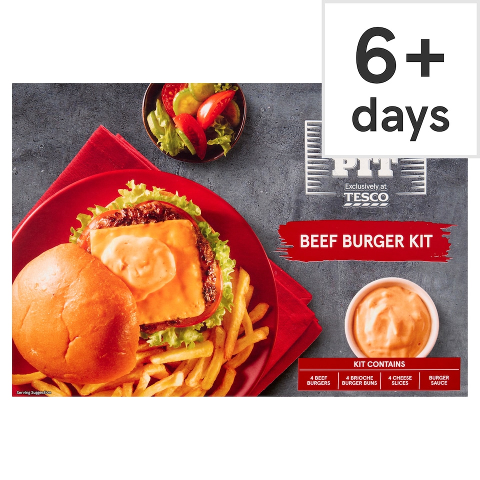 Tesco Fire Pit Beef Burger Kit 740g