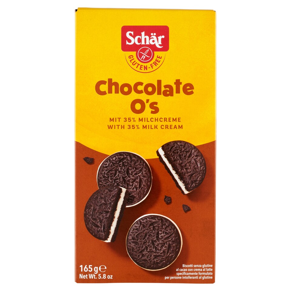 image 1 of Schär Chocolate O's Gluten-Free Cocoa Biscuits with Milk Cream Filling 165 g