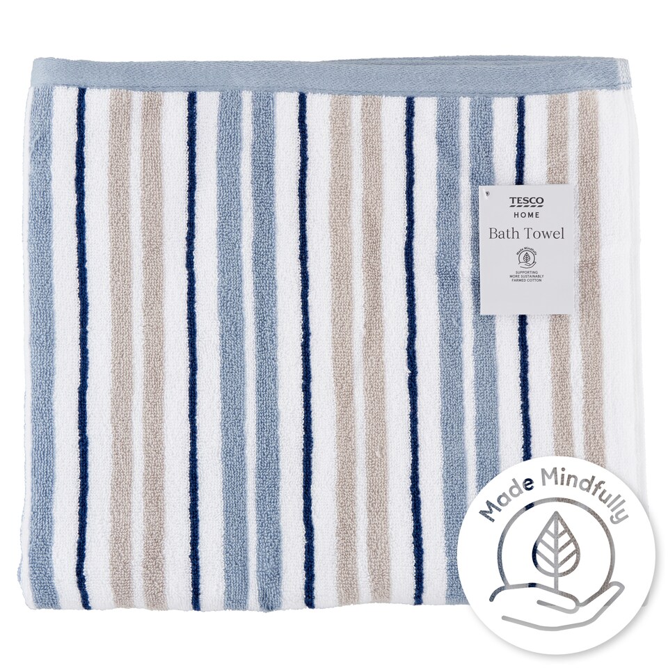 Tesco Home Stripe Bath Towel 70 cm x 127 cm