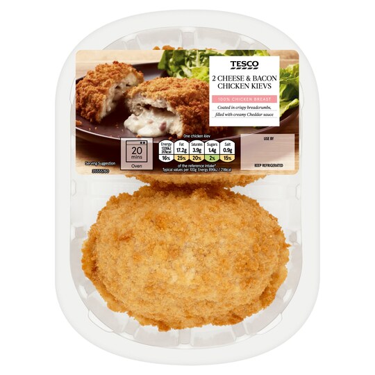 Tesco 2 Cheese & Bacon Chicken Kievs 305G Tesco Groceries