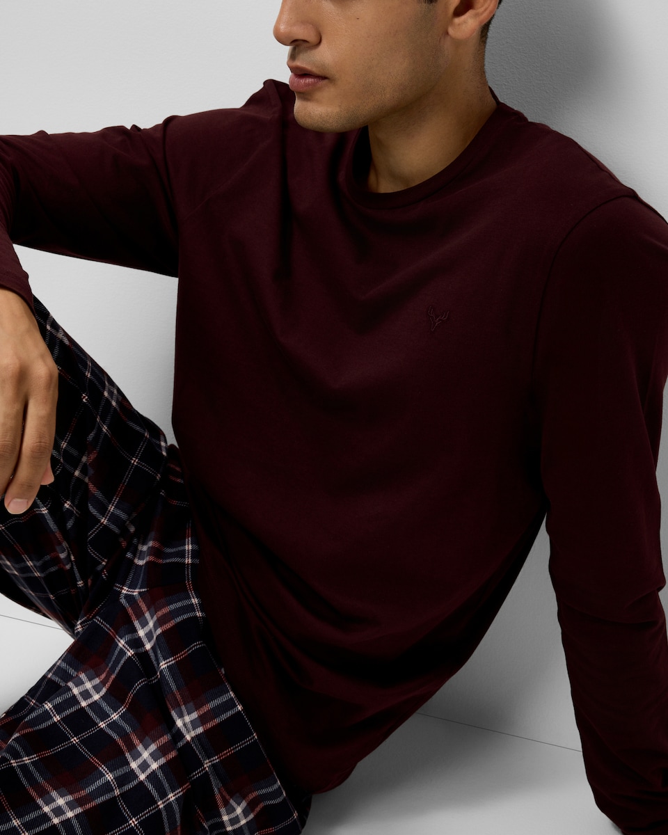 image 1 of F&F Checked Fleece Bottoms Pyjama Set in Purple