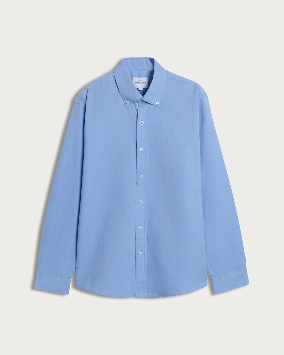 Peter Werth Pure Cotton Button Down Long Sleeved Shirt in Blue