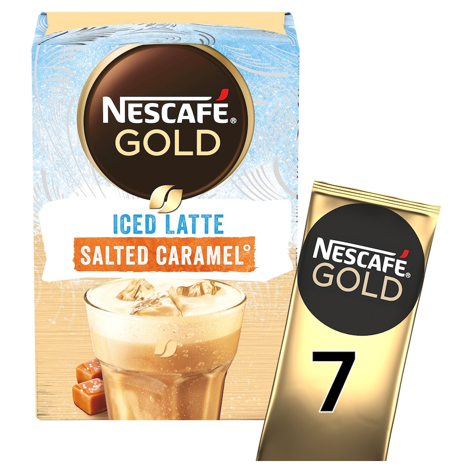 Nescafe Gold Salted Caramel Iced Latte Coffee 7 X 14.5G Tesco Groceries