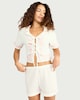 image 2 of F&F 2-Piece Pure Cotton Embroidered Pyjama Set in Cream
