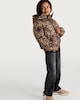 image 2 of F&F Girls Cropped Leopard Print Hooded Shower Resistant Jacket in Multi Brown