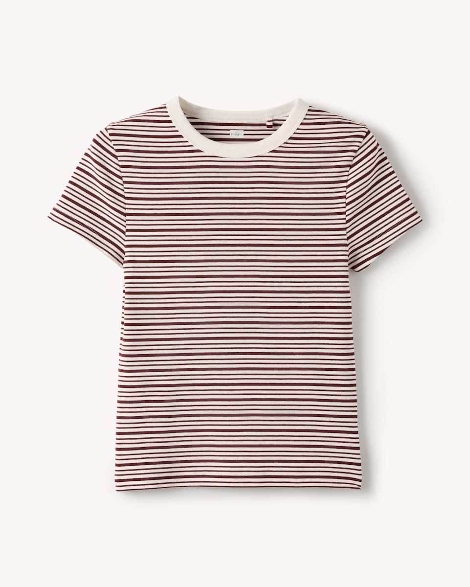 image 1 of F&F Cotton Rich Striped T-Shirt in Multi Brown