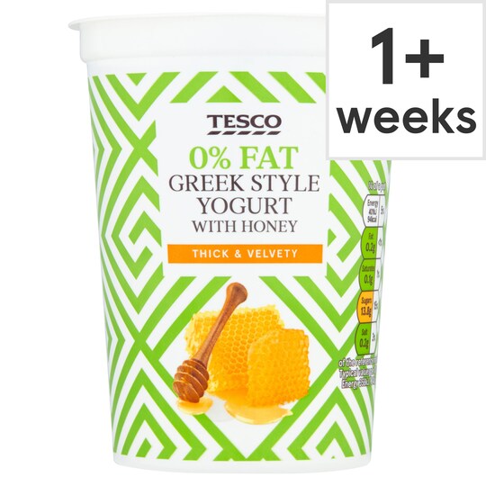 Tesco Greek Style Honey Yogurt 0 Fat 450G Tesco Groceries