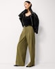 image 1 of F&F Pleated Wide Leg Belted Trousers in Khaki