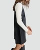 image 1 of F&F Faux Leather Sleeveless Pinafore Dress in Black