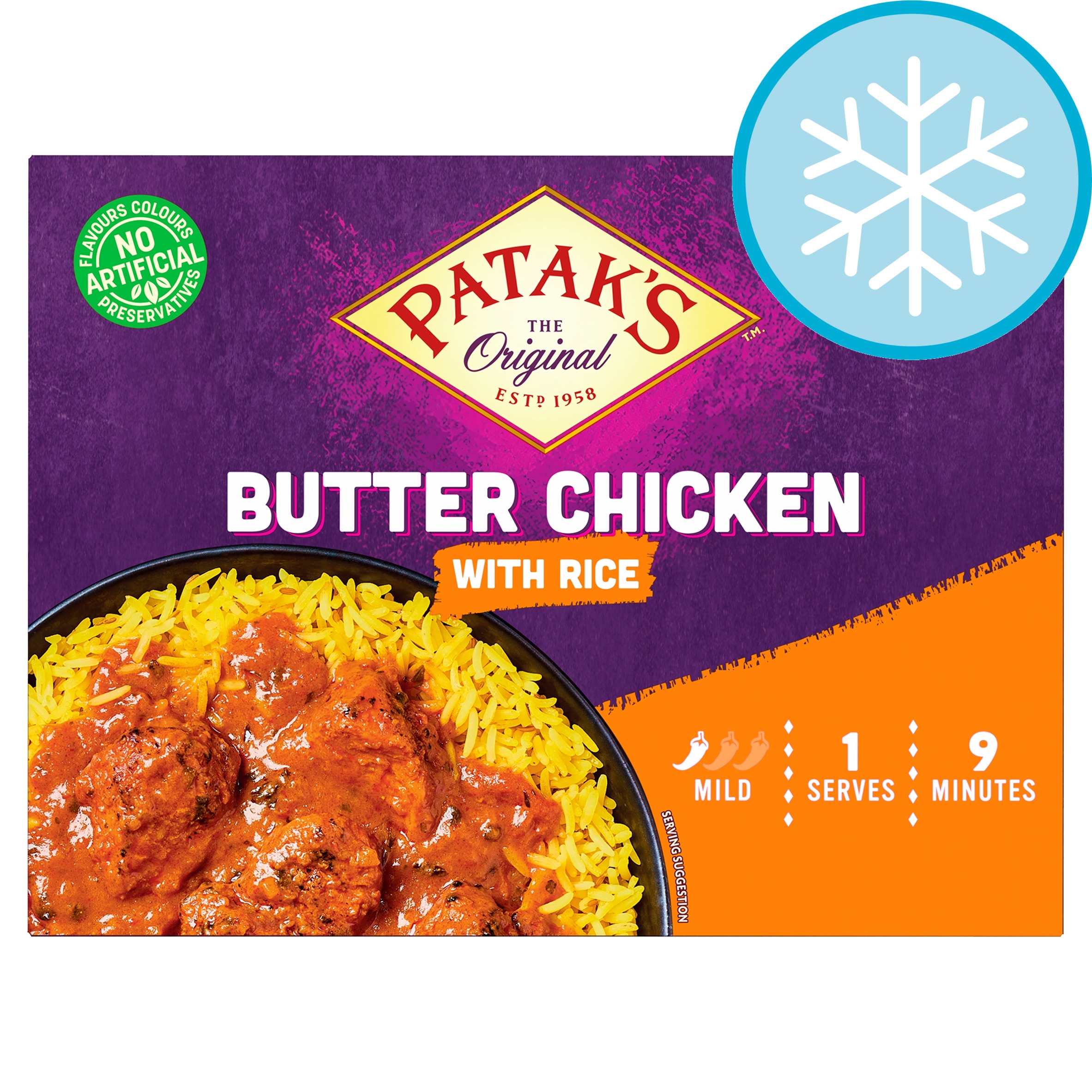 Patak’s Indian Butter Chicken Curry with Cumin Rice Ready Meal 400g