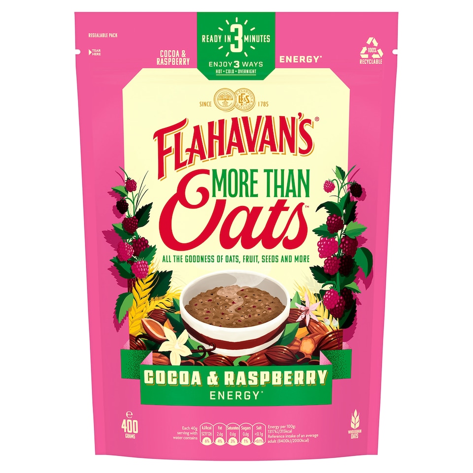 Flahavan's More Than Oats Cocoa & Raspberry 400g