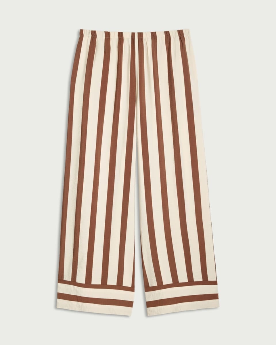 image 1 of F&F Striped Wide Leg Co-ord Trousers in Multi Brown