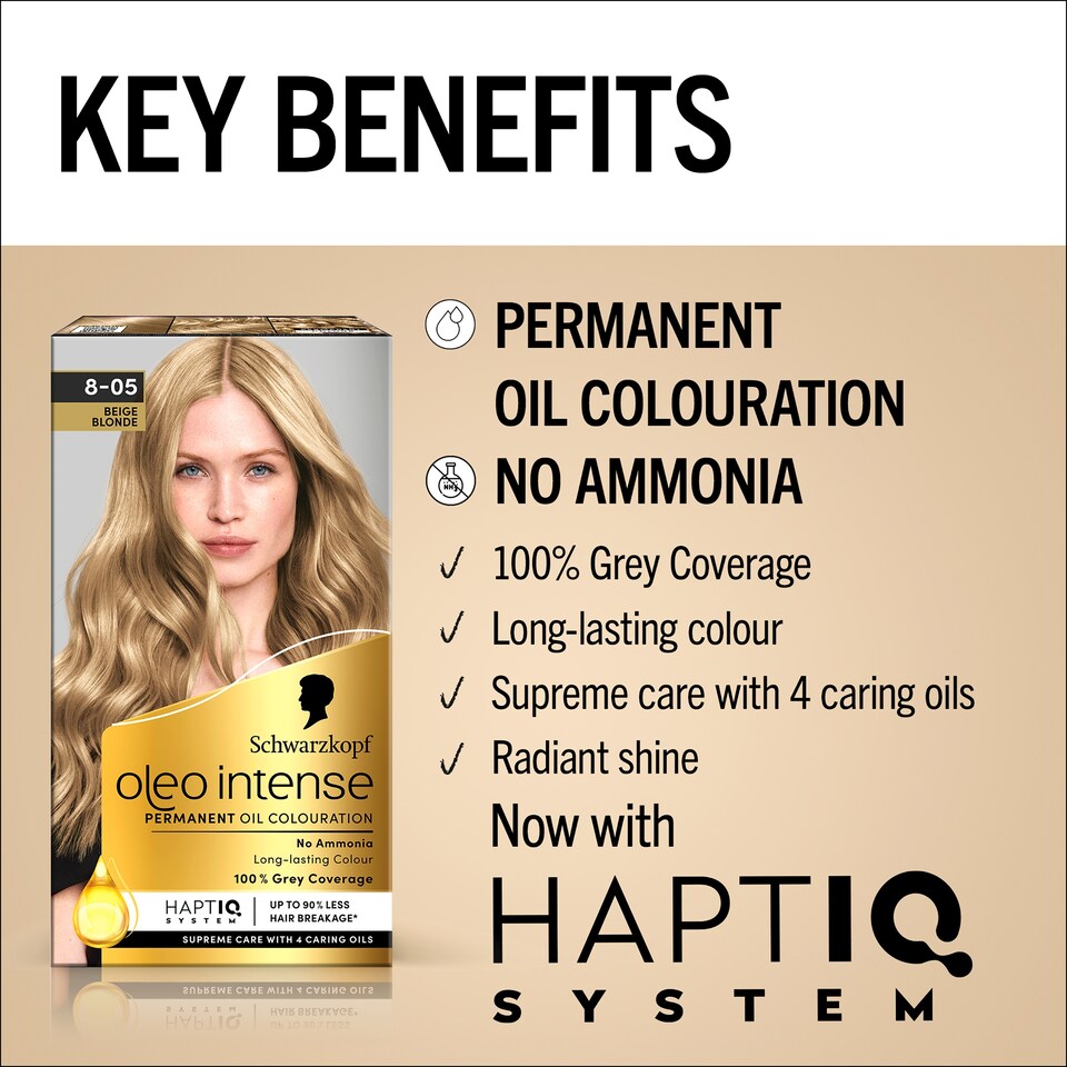 image 1 of Schwarzkopf Oleo Intense Permanent Oil Colouration - Beige Blonde 8-05