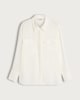 image 4 of F&F Satin Long Sleeved Pocket Front Shirt in Cream