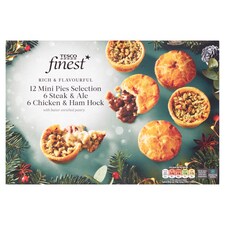 Tesco Finest 12 Pies 6 Steak & Ale & 6 Chicken & Ham 378G
