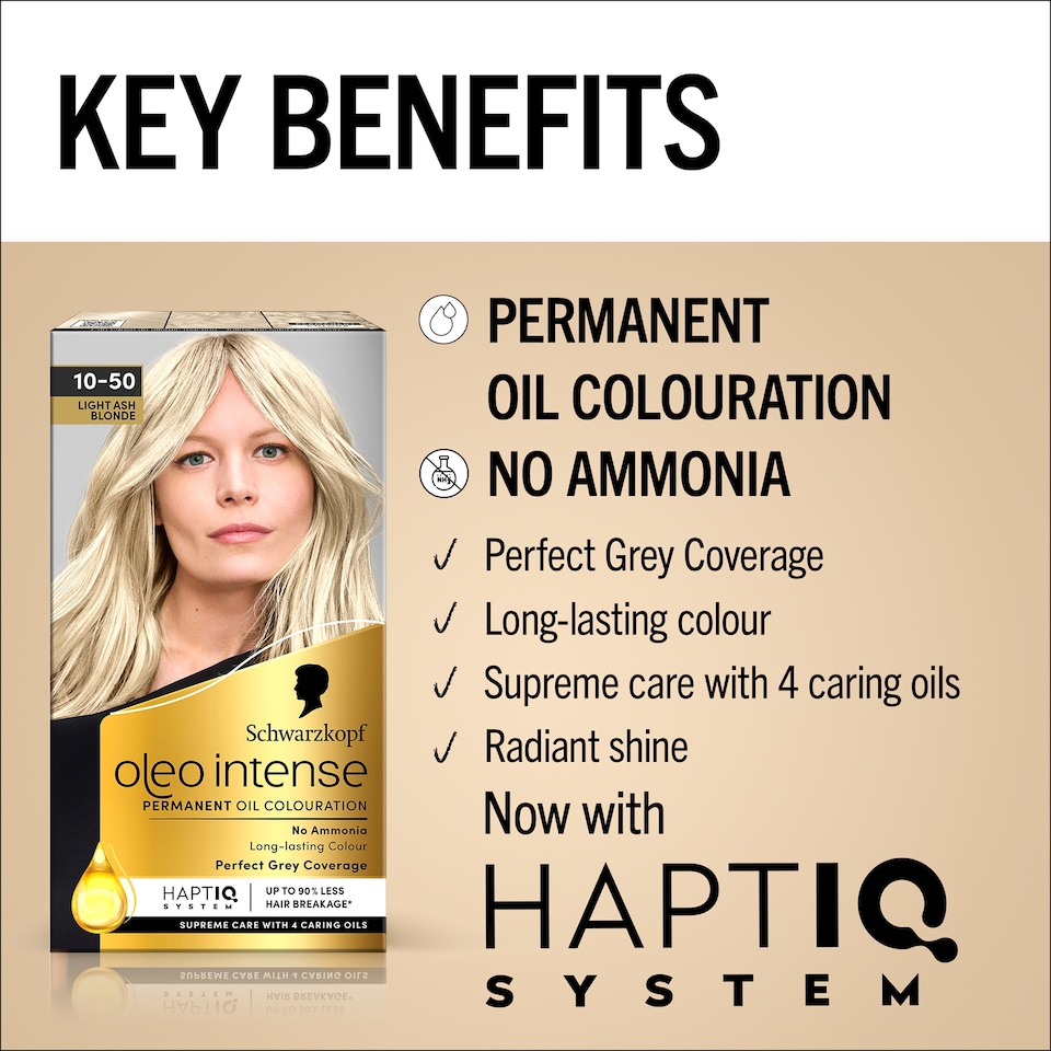 image 1 of Schwarzkopf Oleo Intense Permanent Oil Colouration - Light Ash Blonde 10-50