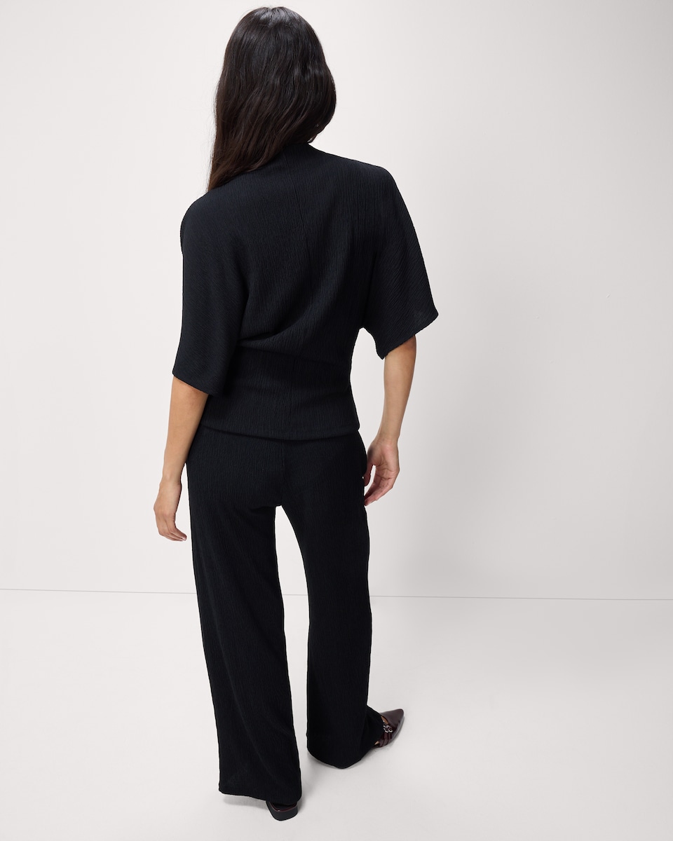 image 1 of F&F Textured Wide Leg Trousers in Black
