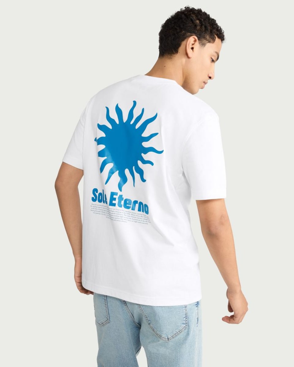 image 1 of F&F Pure Cotton Sole Eterno T-Shirt in White