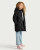 image 2 of F&F Girls Quilted Shower Resistant Longline Coat in Black