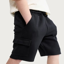 F&F Boys Cotton Rich Drawstring Cargo Shorts in Black