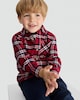 image 1 of F&F Boys Pure Cotton Check Print Long Sleeved Shirt in Red