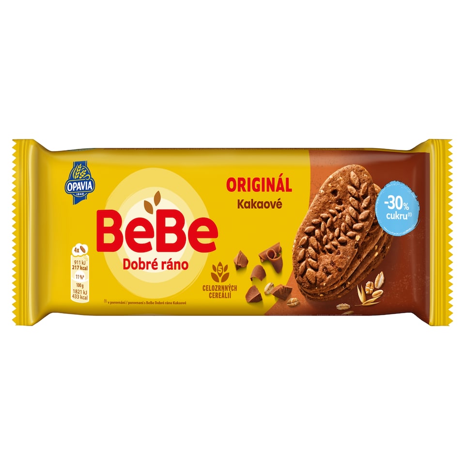 Opavia sušenky kakaové BeBe Dobré Ráno -30% cukru 50g