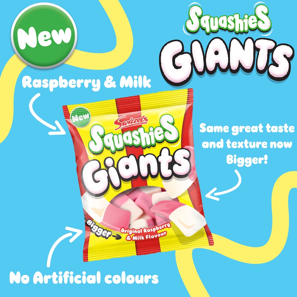 image 1 of Swizzels Squashies Giants Original Raspberry & Milk Flavour 140g