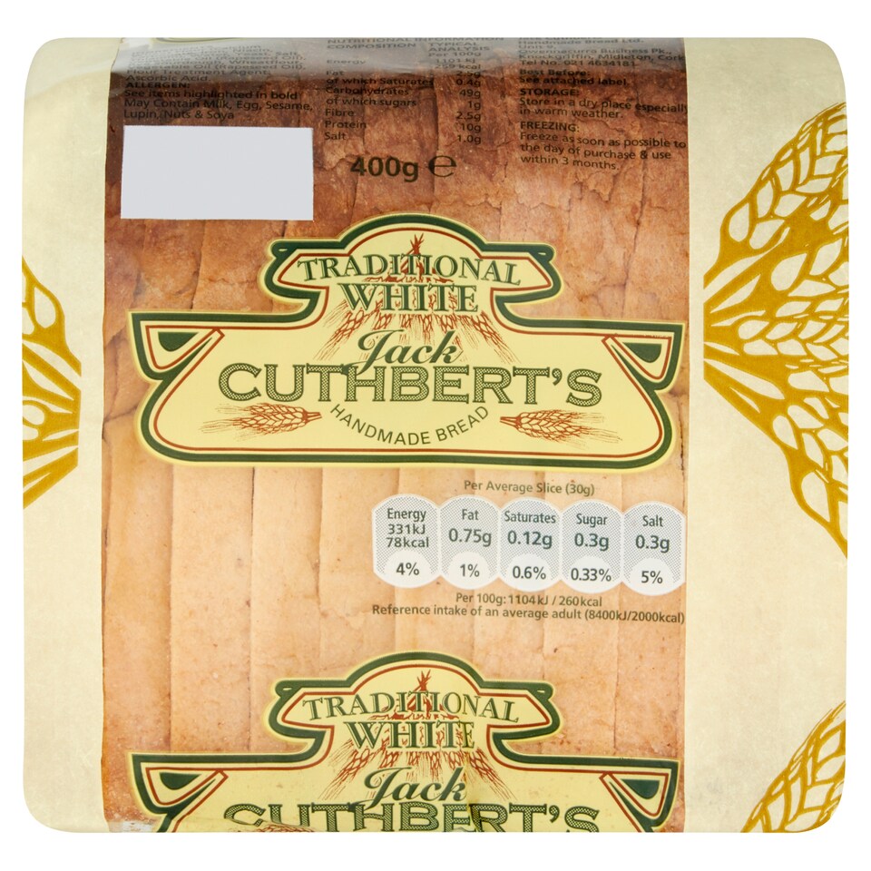 Jack Cuthberts Small Sliced White Pan 400G
