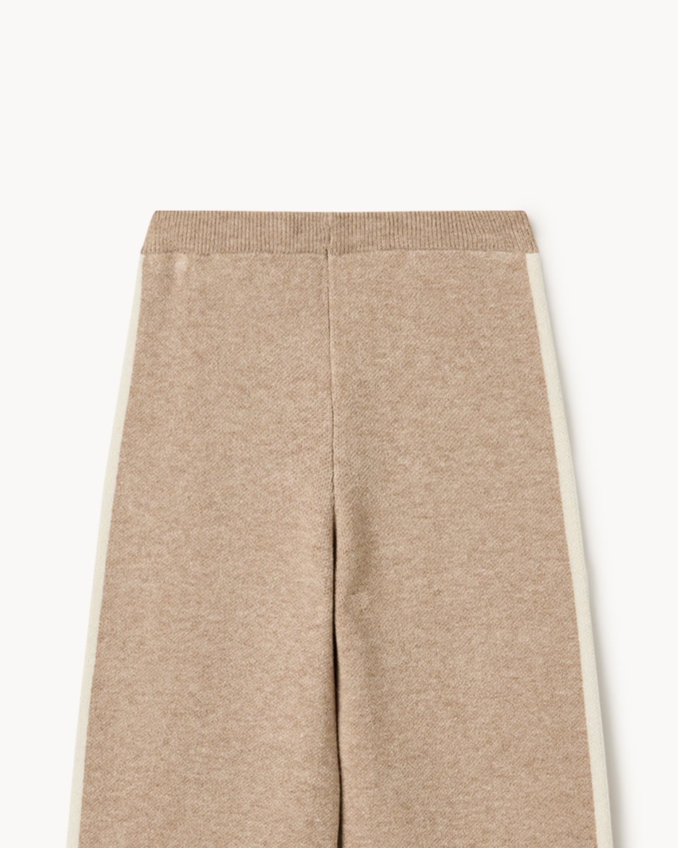 image 1 of F&F Girls Knitted Bow Cardigan and Wide Leg Trousers Set in Tan
