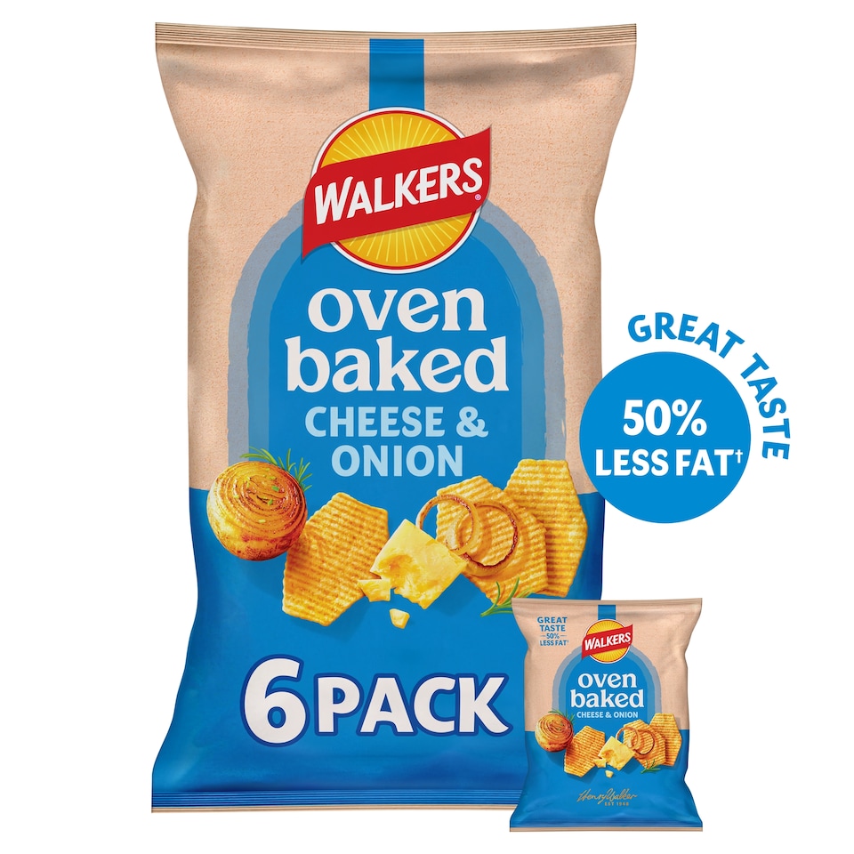 image 1 of Walkers Baked Cheese & Onion Multipack Crisps 6x22g