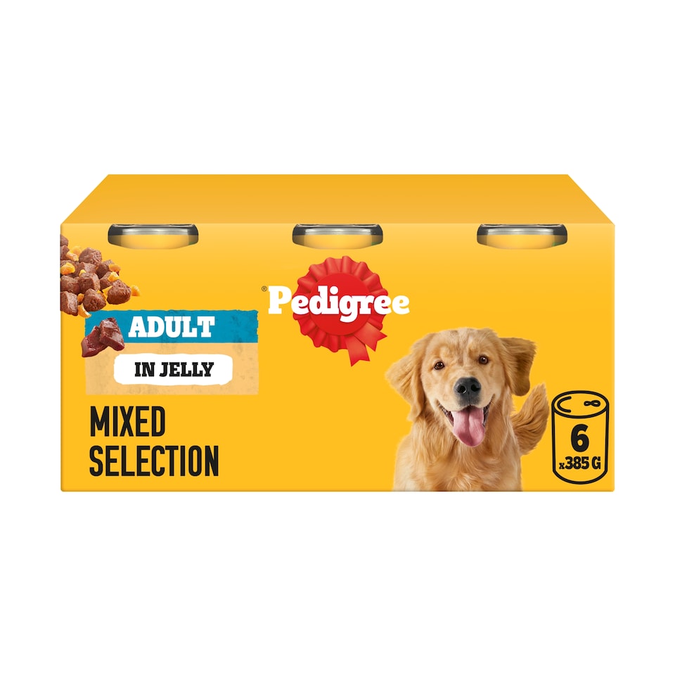 image 1 of Pedigree Adult Wet Dog Food Tins Mixed in Jelly 6 x 385g