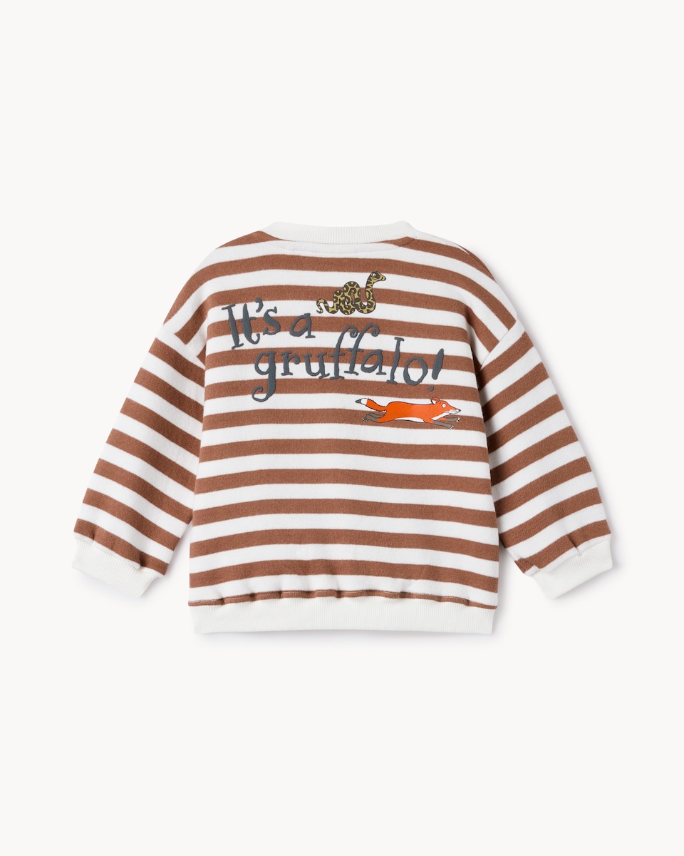 image 1 of Gruffalo Cotton Rich Striped Sweatshirt and Leggings Set in Brown