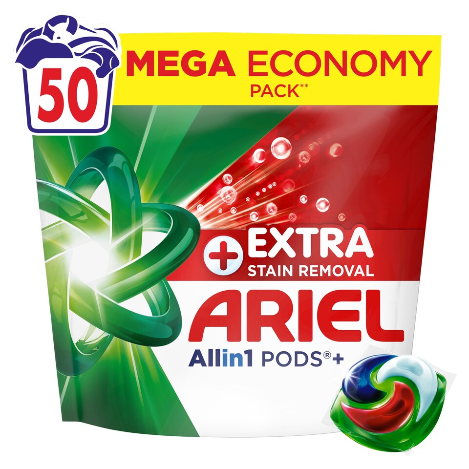 image 1 of Ariel Allin1 PODS +Extra Stain Removal Washing Capsules, 50 Washes
