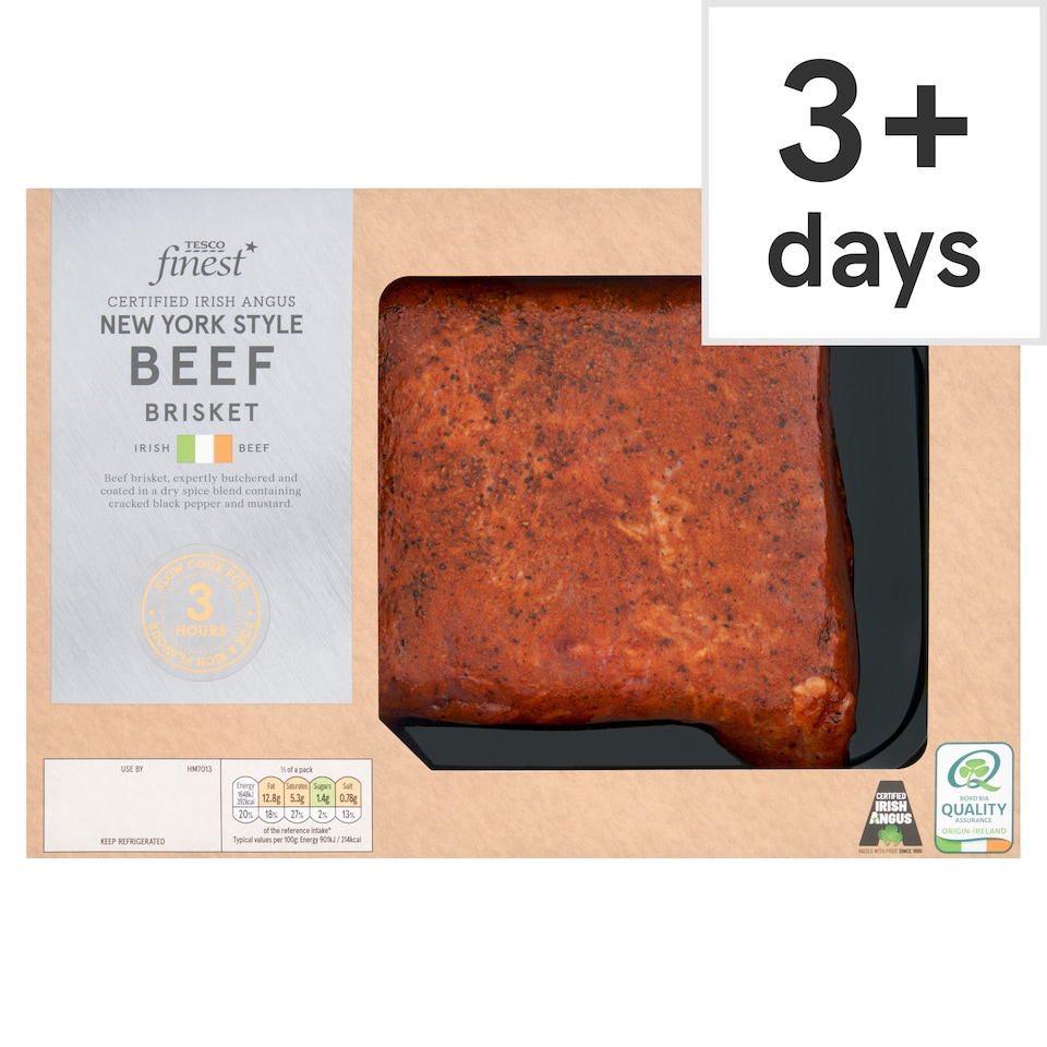 Tesco Finest New York Style Certified Irish Angus Beef Brisket 613g