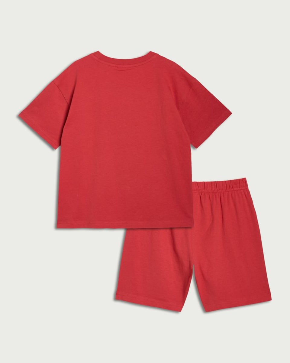 image 1 of Arsenal 2-Piece Pure Cotton Top and Shorts Pyjama Set in Red