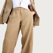 The F&F Edit Lyocell Rich Twill Textured Super Wide Leg Co-ord Trousers in Beige