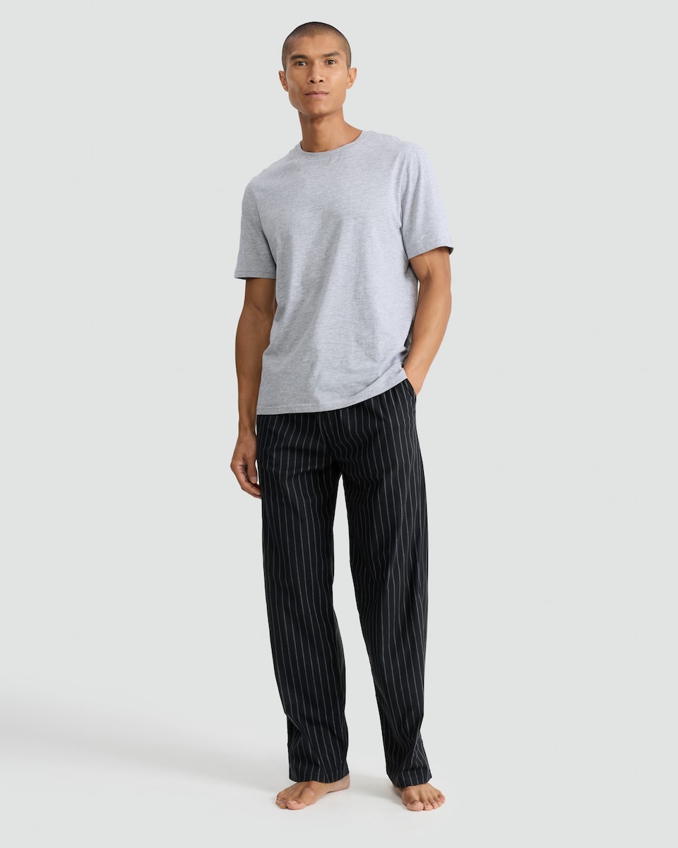 image 1 of F&F 2-Pack Stripe and Check Fleece Printed Pyjama Bottoms in Multi