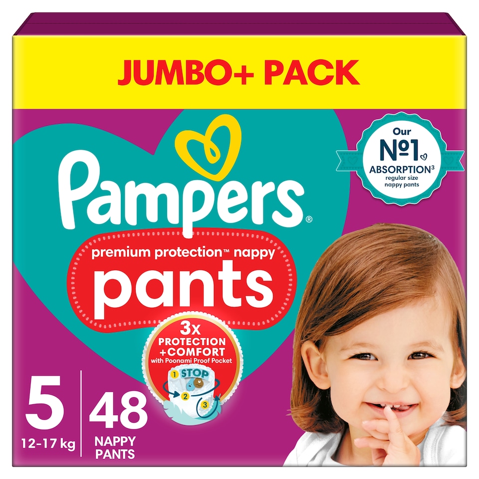 image 1 of Pampers Premium Protection 48 Nappy Pants Size 5