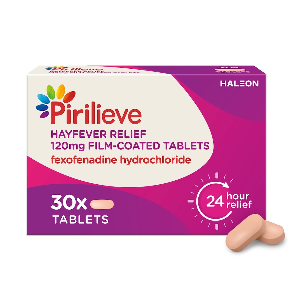 image 1 of PIRILIEVE HAYFEVER RELIEF 120MG 30 TABLETS
