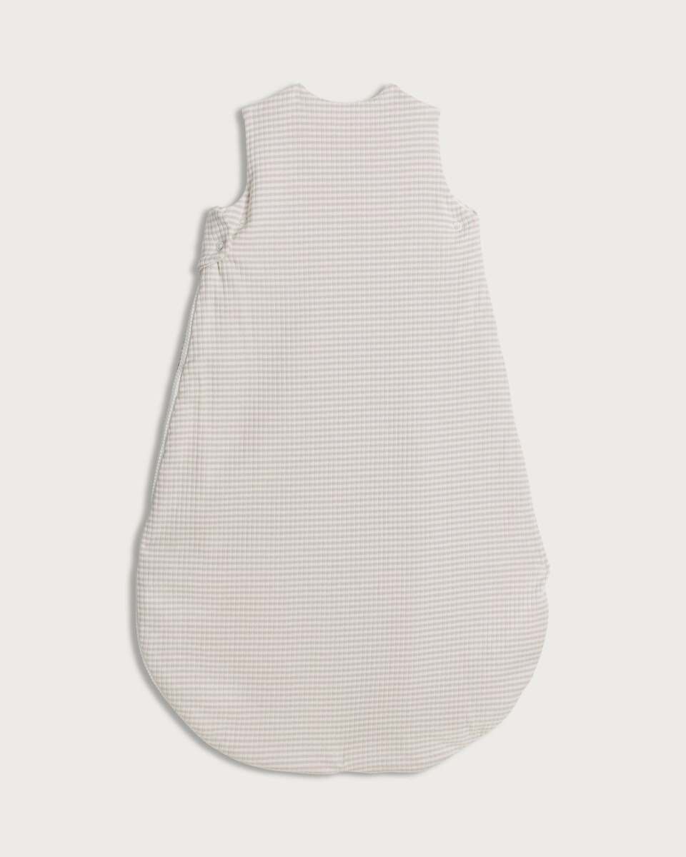 image 1 of F&F Baby Cotton Rich Textured Stripe Sleepy Bear 2.5 Tog Sleeping Bag in Stone