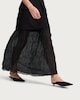 image 1 of F&F Crinkle Textured Layered Co-ord Midi Skirt in Black
