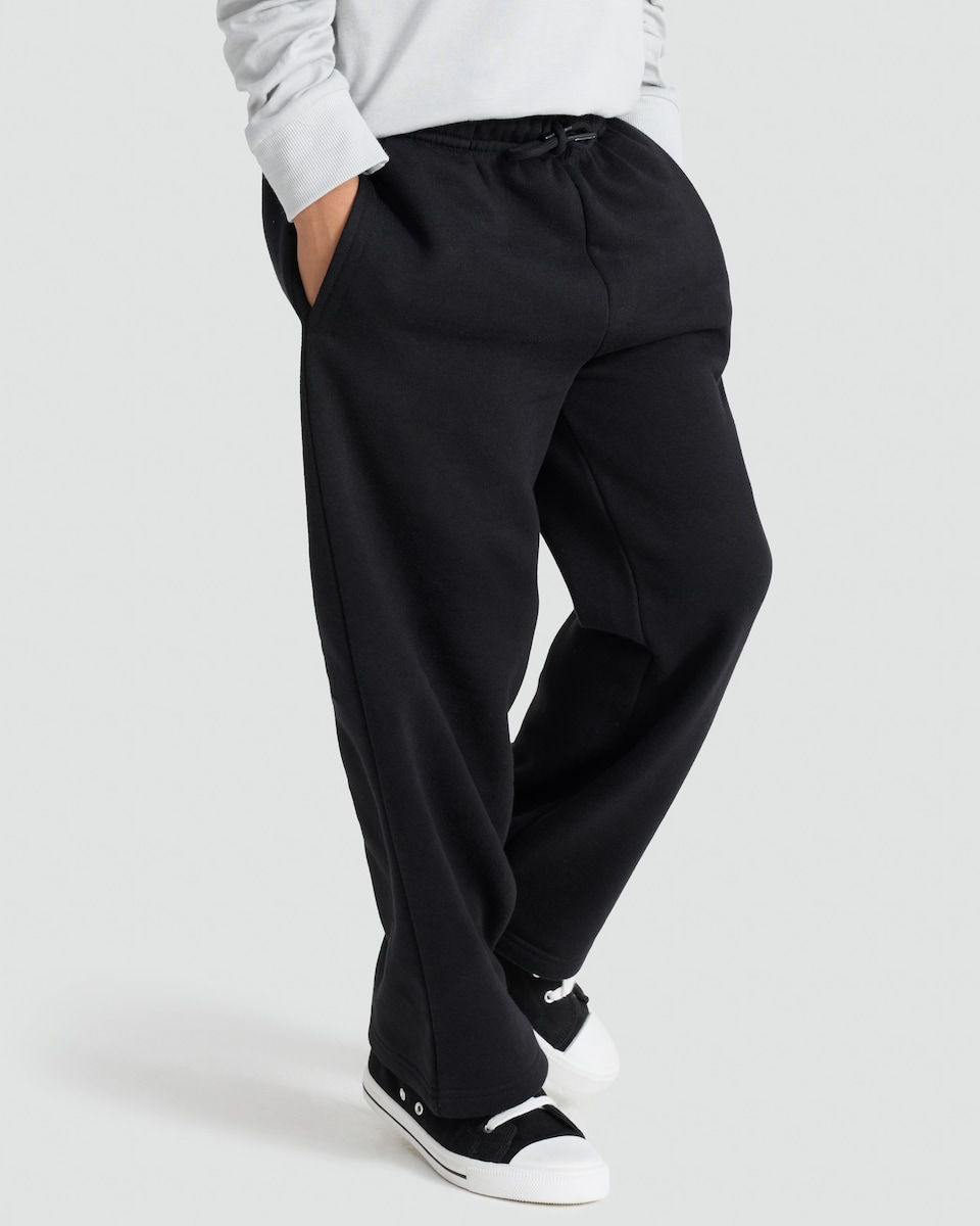 image 1 of F&F Boys Cotton Rich Wide Leg Drawstring Joggers in Black