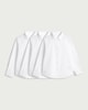 image 4 of F&F School Girls 3-Pack Regular Fit Long Sleeved Shirts in White