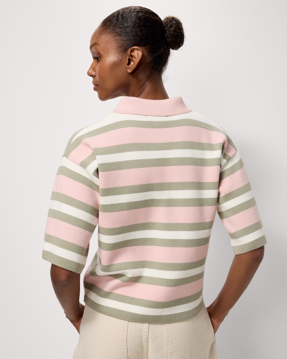 image 1 of F&F Knitted Rugby Shirt in Multi Pink