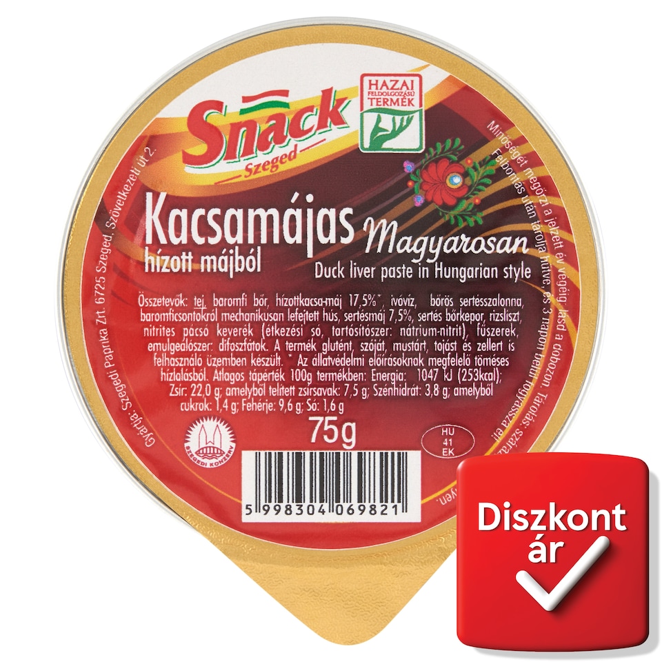 Snack Szeged Duck Liver Paste in Hungarian Style 75 g