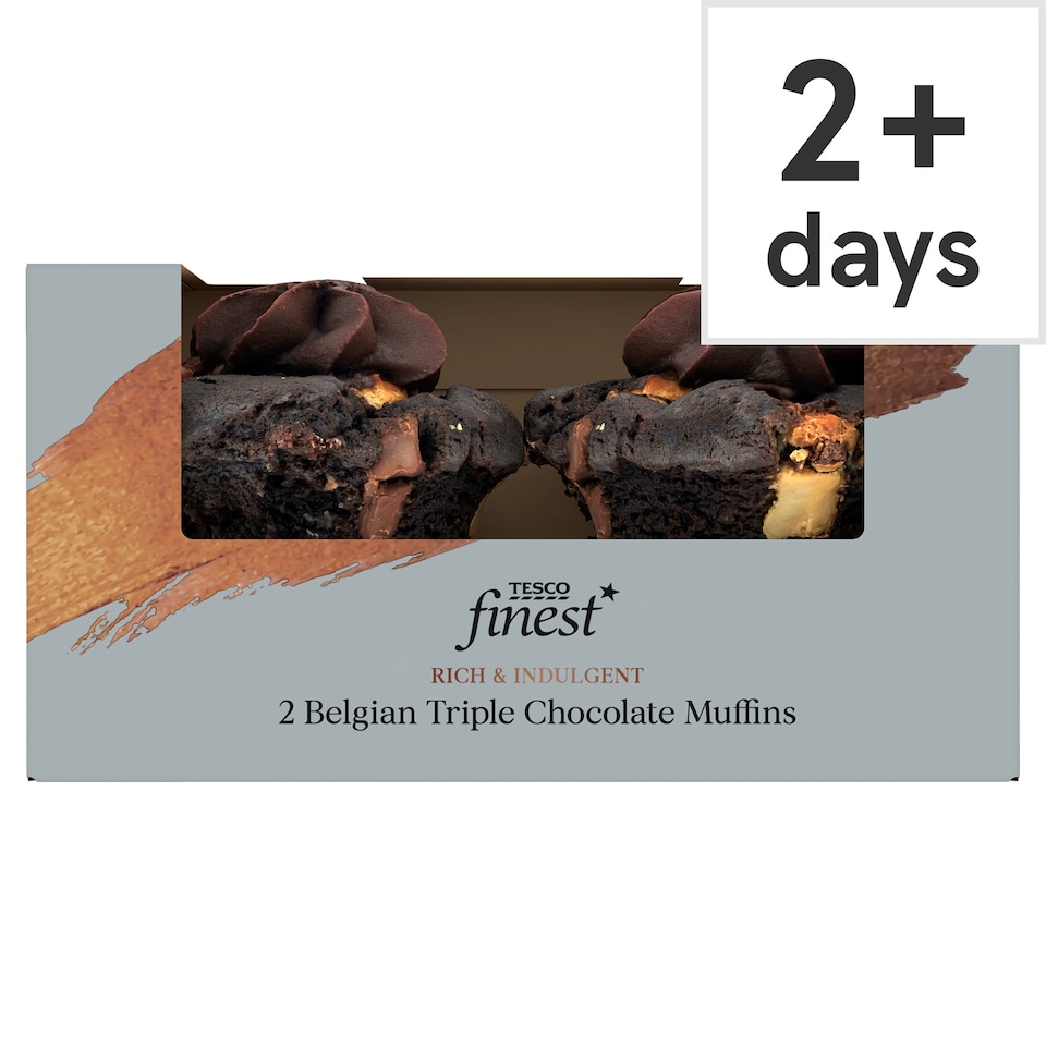 Tesco Finest Belgian Triple Chocolate Muffins 2 Pack