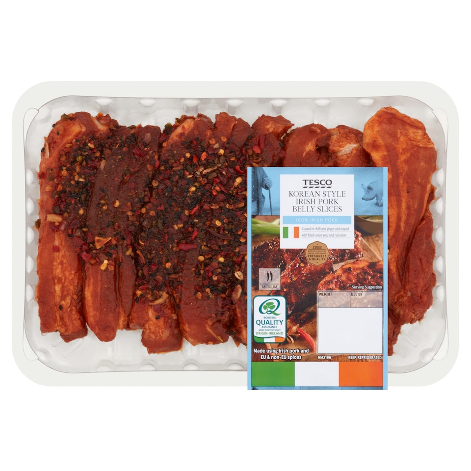Tesco Korean Style Pork Belly Slices 475G